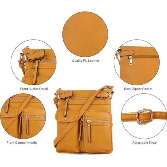 Lightweight Medium Crossbody Bag Shoulder Bag with Multi Pocket - Picture 5 of 7